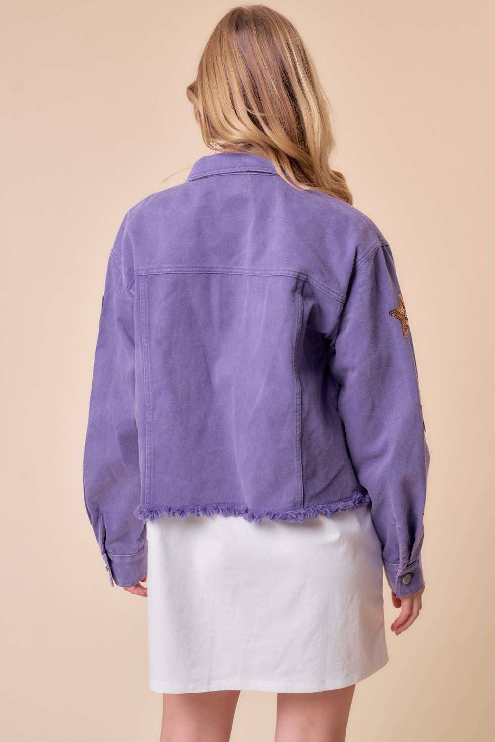 MARDI GRAS Letter Patch Denim Wash Jacket