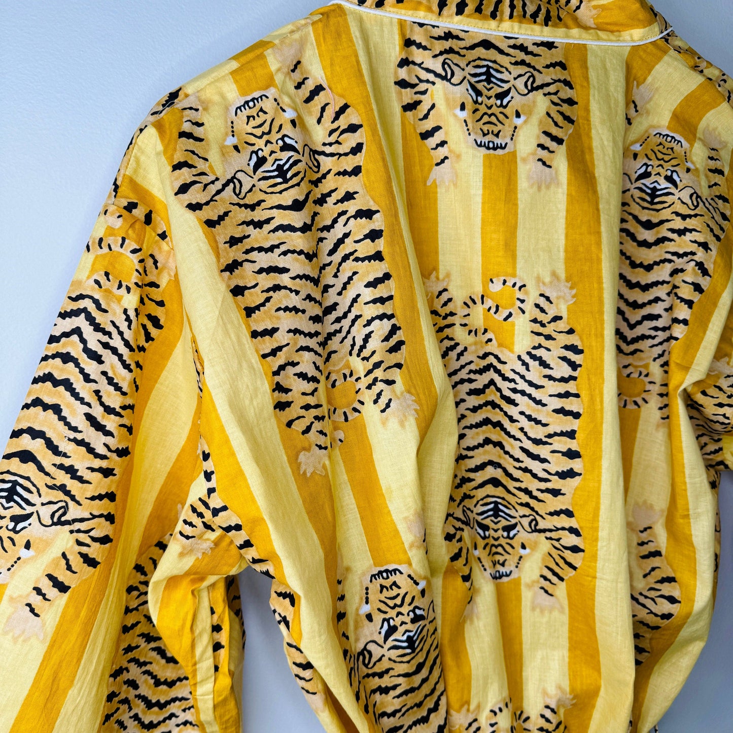 Women's Cotton Kimono Robe | Block Printed | Golden Tiger