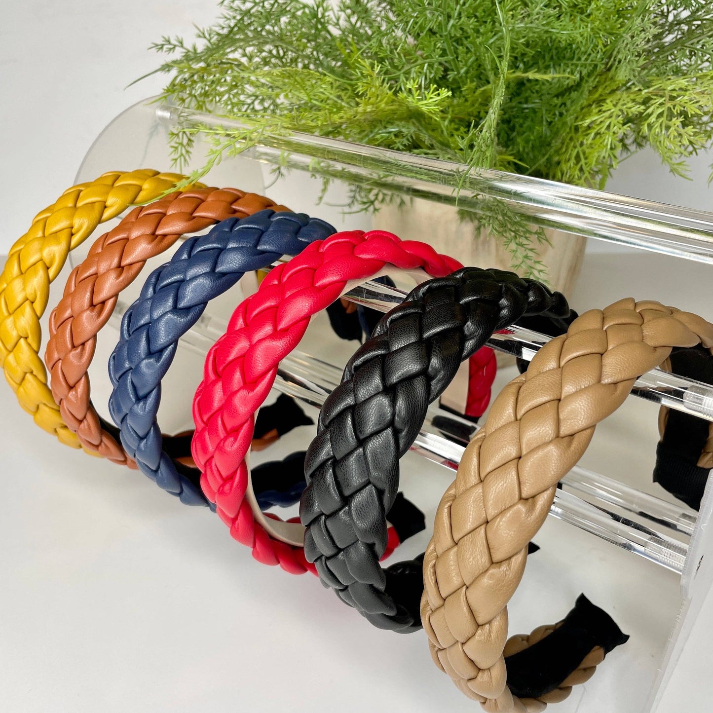 Navy Braided Faux Leather Headband