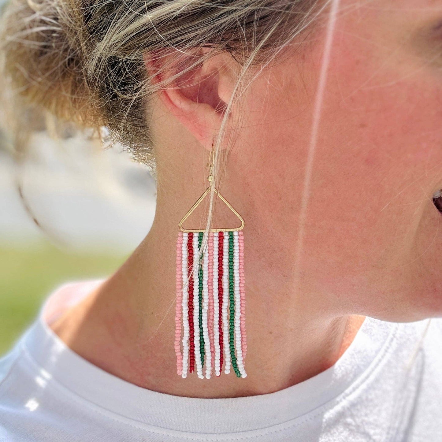 Frannie French Striped Line Seed Bead Earrings