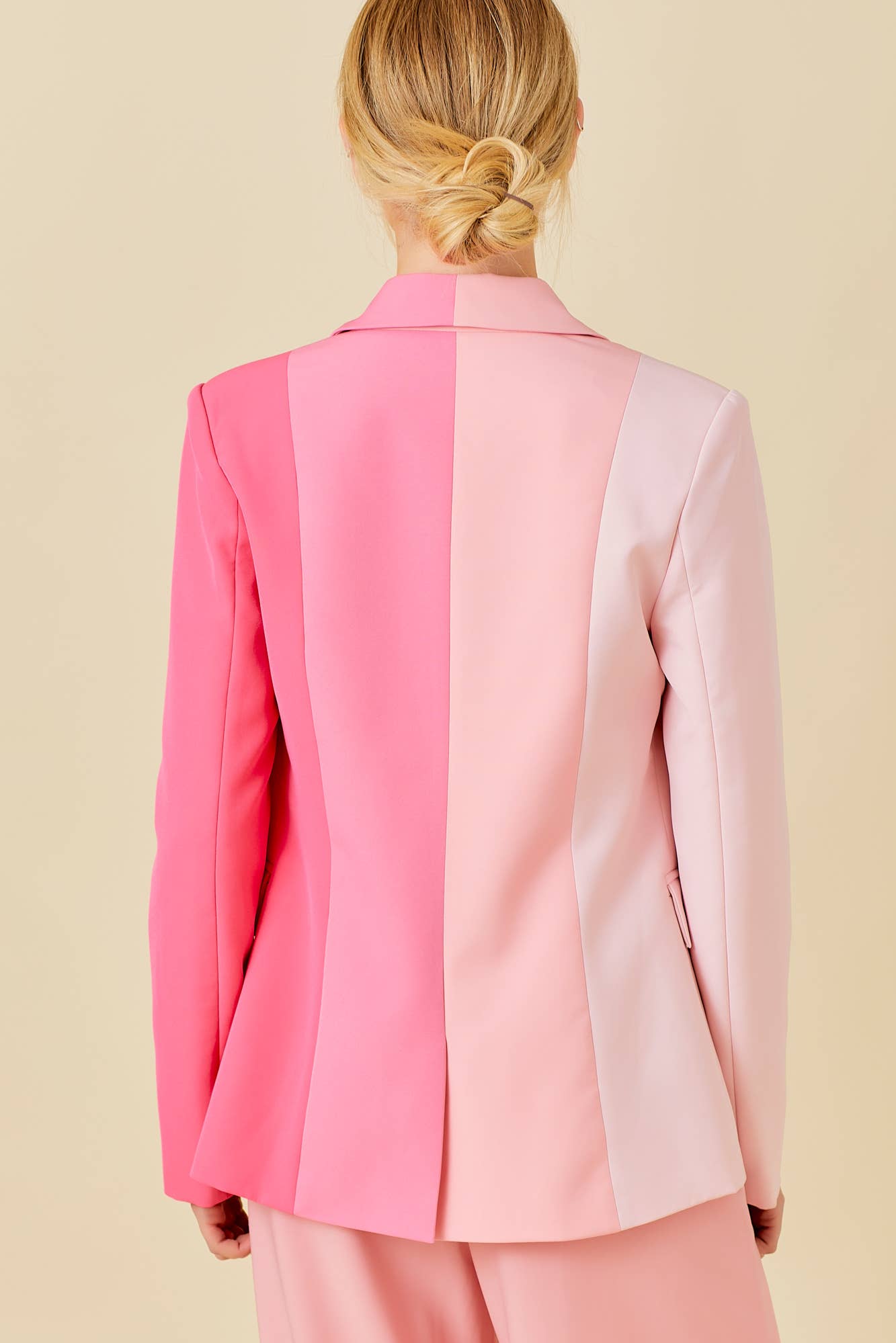 Pink Color Block Blazer
