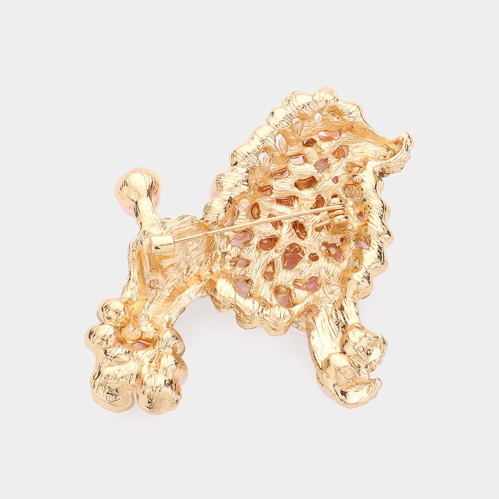 Crystal Pearl Poodle Brooch
: Gold
