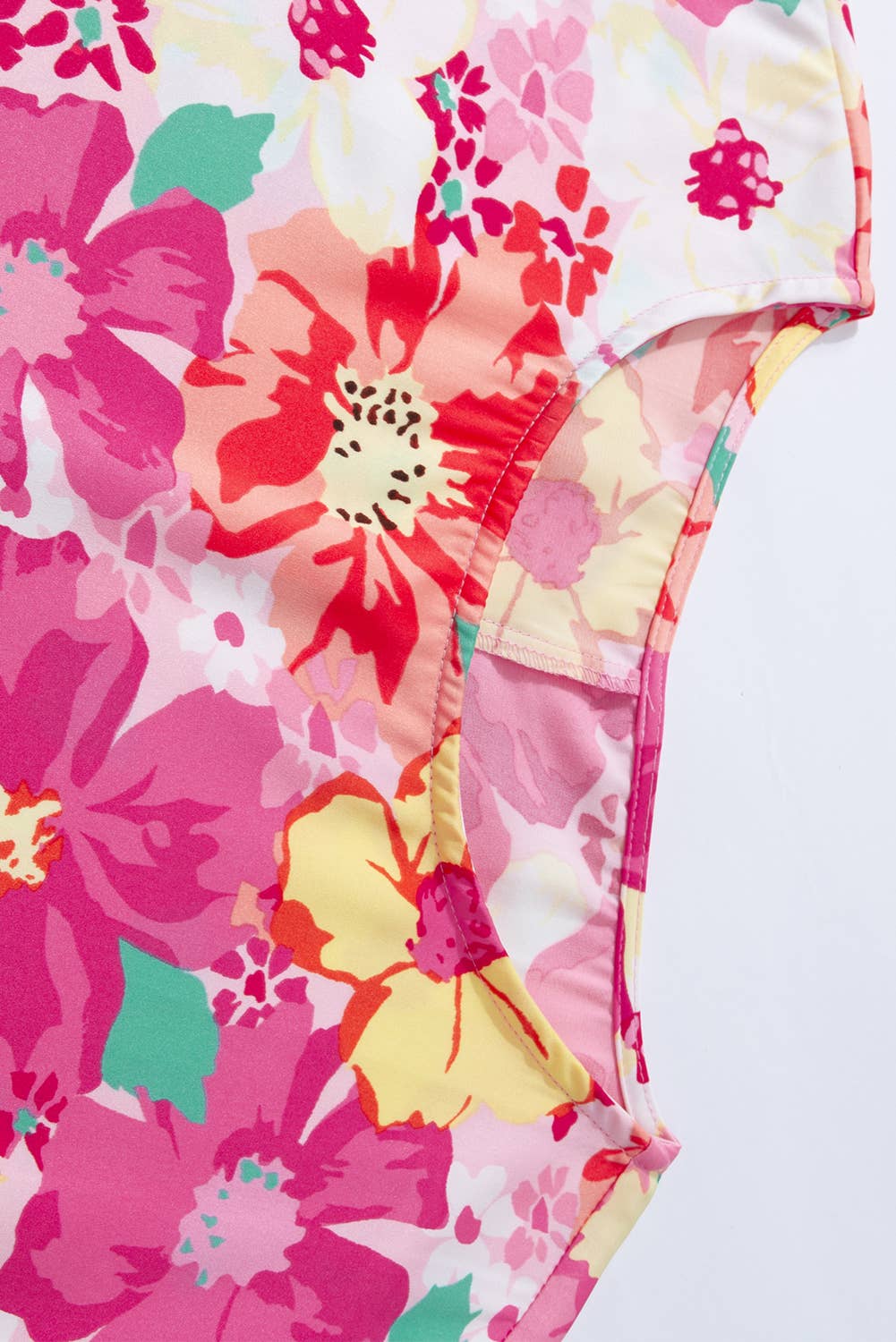 Floral Print Crewneck Shirred 3/4 Sleeve Blouse