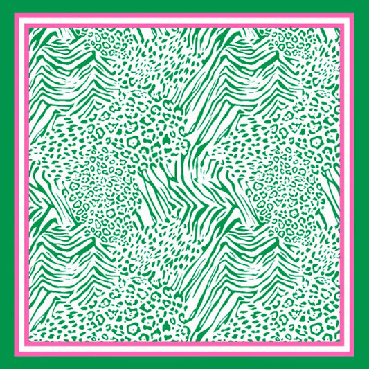 Zebra Leopard Pattern Printed Square Silky Satin Scarf Shawl