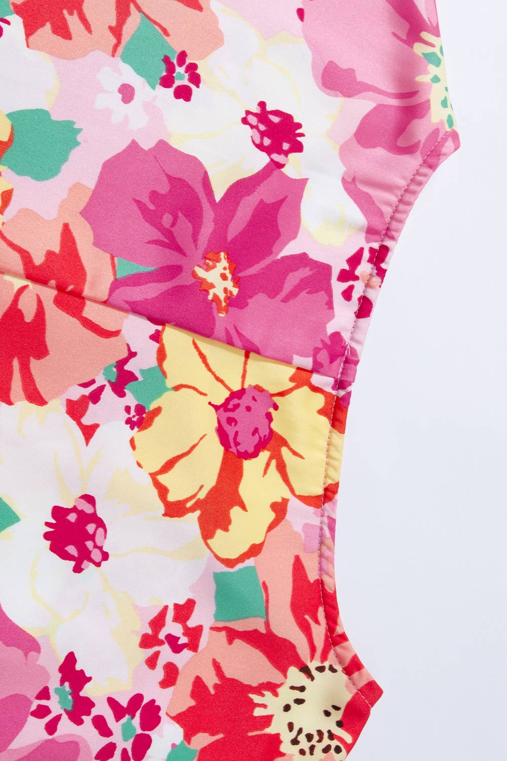 Floral Print Crewneck Shirred 3/4 Sleeve Blouse