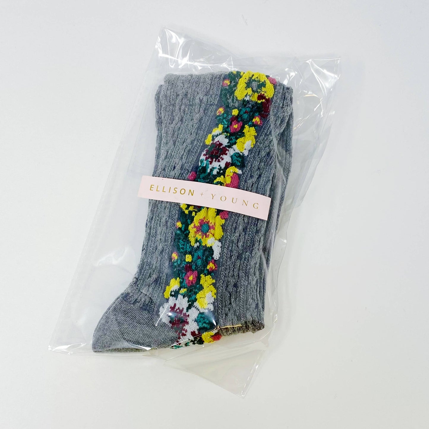 Noble Floral Beauty Socks: White