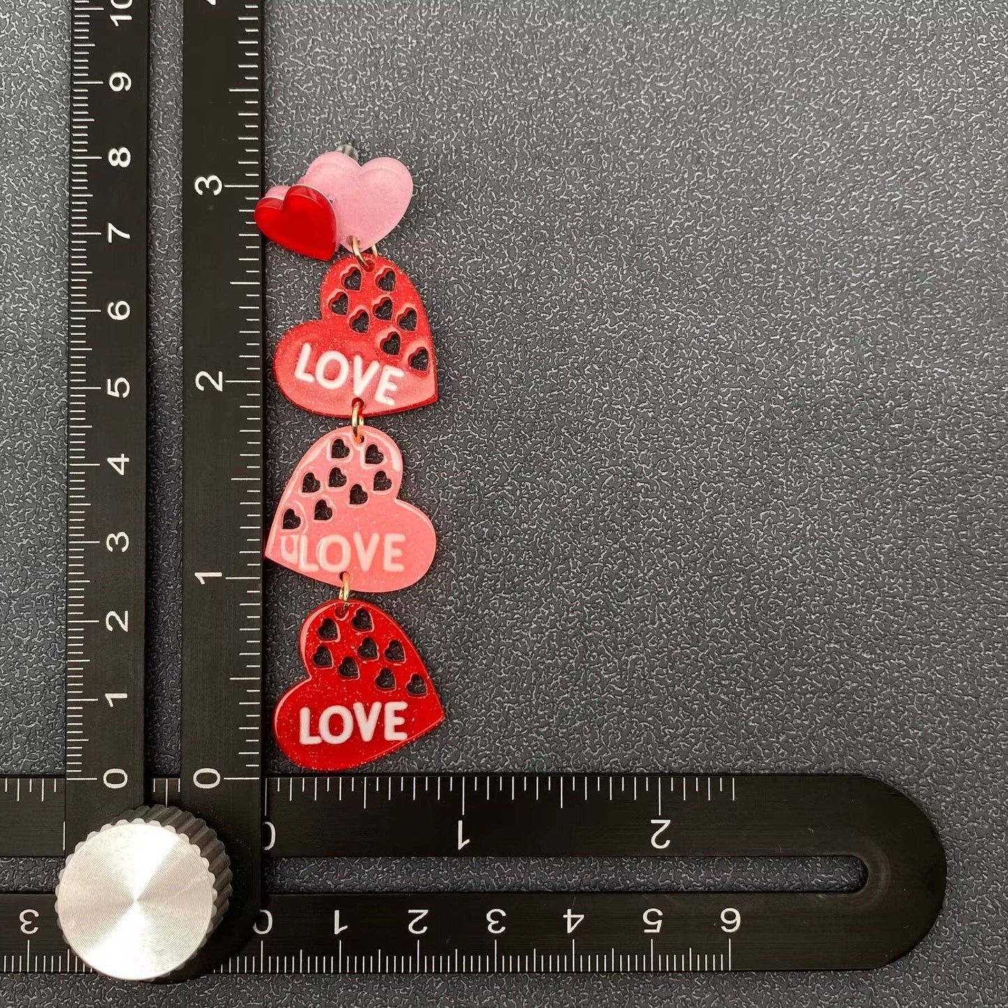 Two Tone Triple Heart Love Charm Earrings