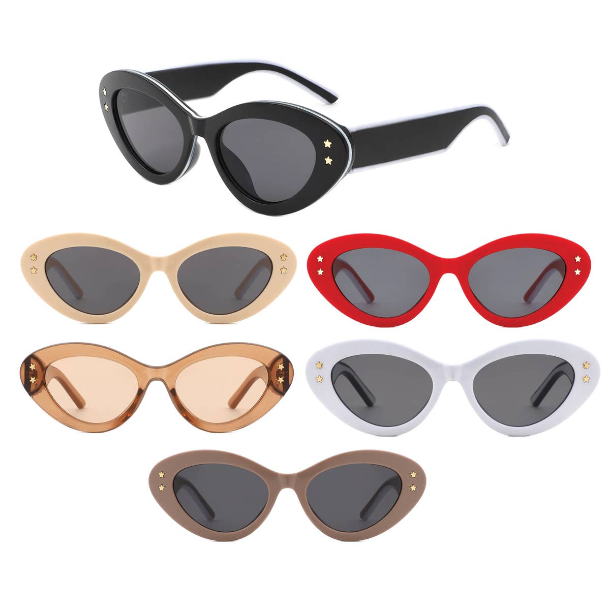 Bold Retro Star Cat Eye Sunglasses