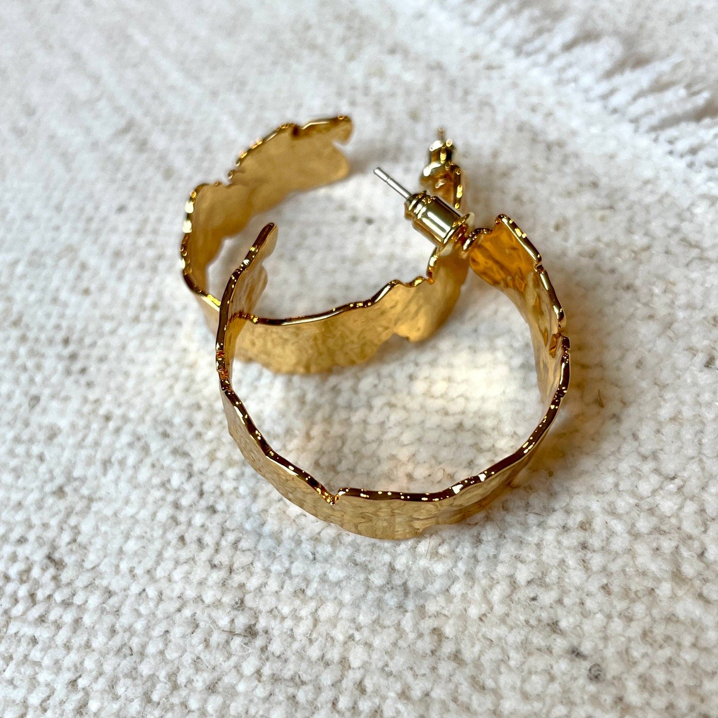 Vintage Gold Hammered Hoop Earrings