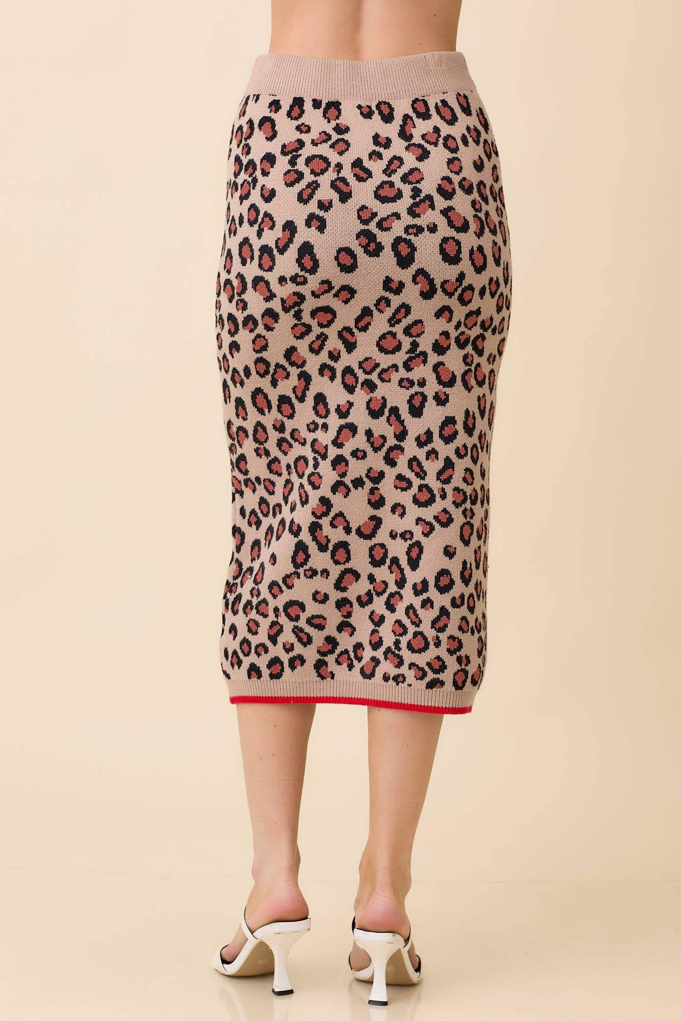 Leopard Sweater Knit Midi Skirt