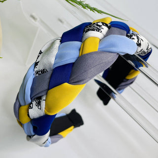Unique Braided Fabric Headband- Blue