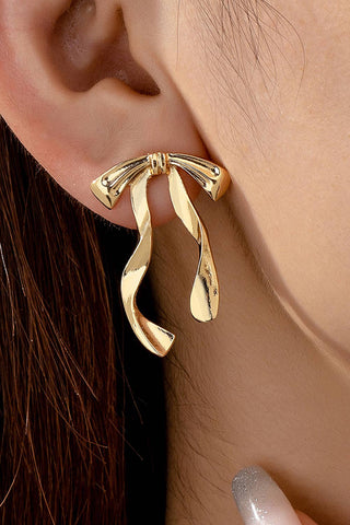 Valentine Bow Knot Plated Alloy Stud Earrings