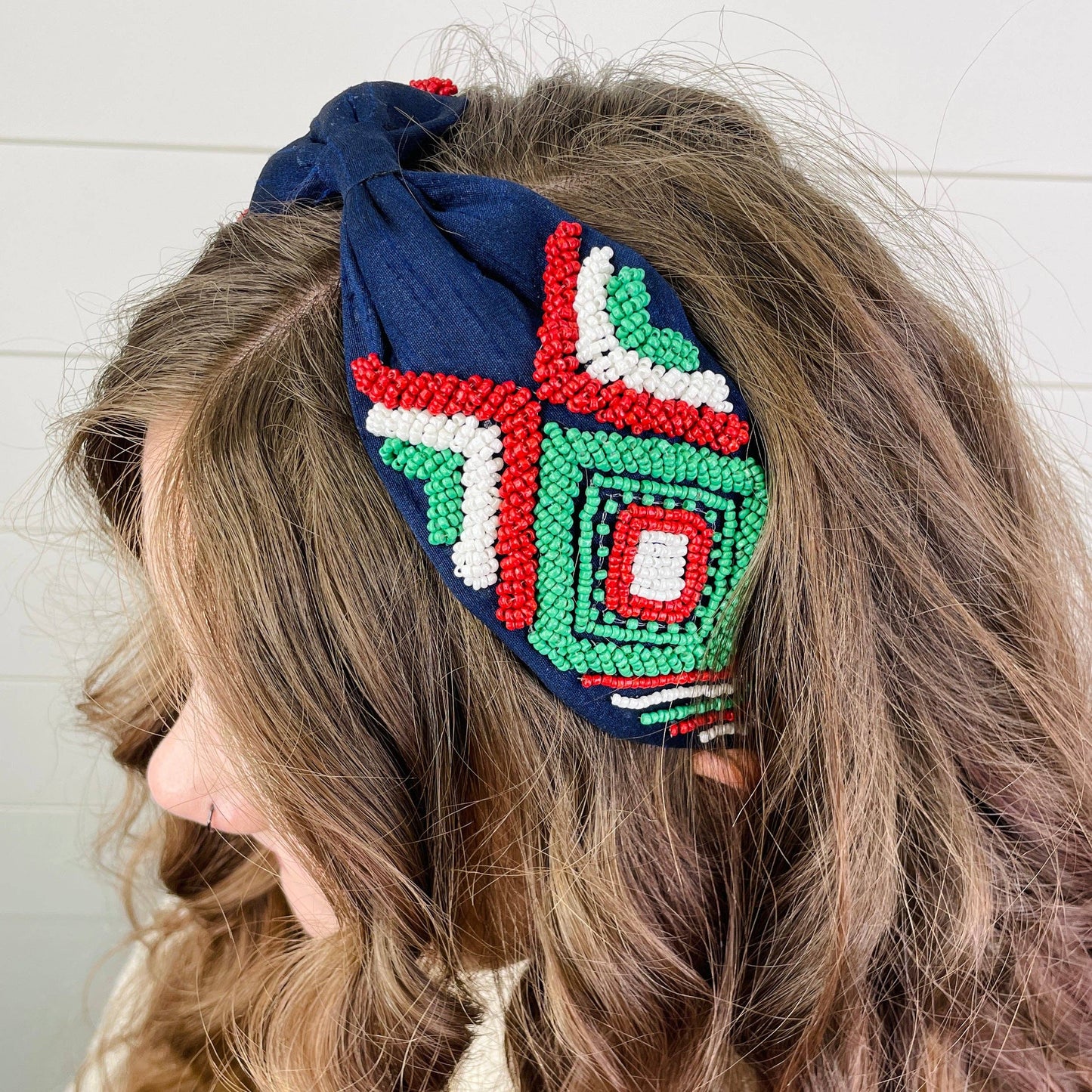 Natalie Navy Hand Beaded Seed Bead Luxury Headband