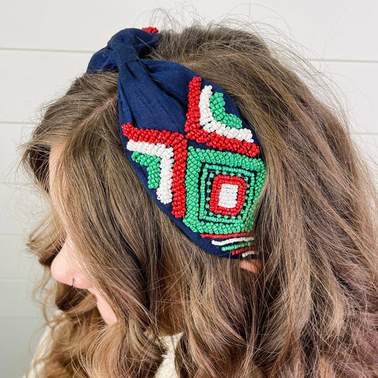 Natalie Navy Hand Beaded Seed Bead Luxury Headband