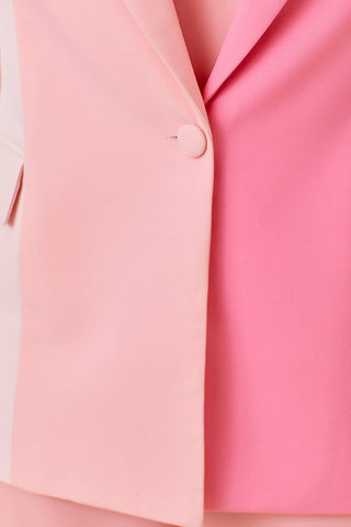 Pink Color Block Blazer