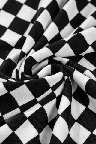 Black and White Checkered Print Pockets Casual Jumpsuit