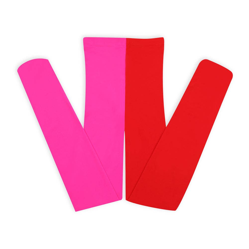 Mismatched Tights Socks: Pink & Red / One Size