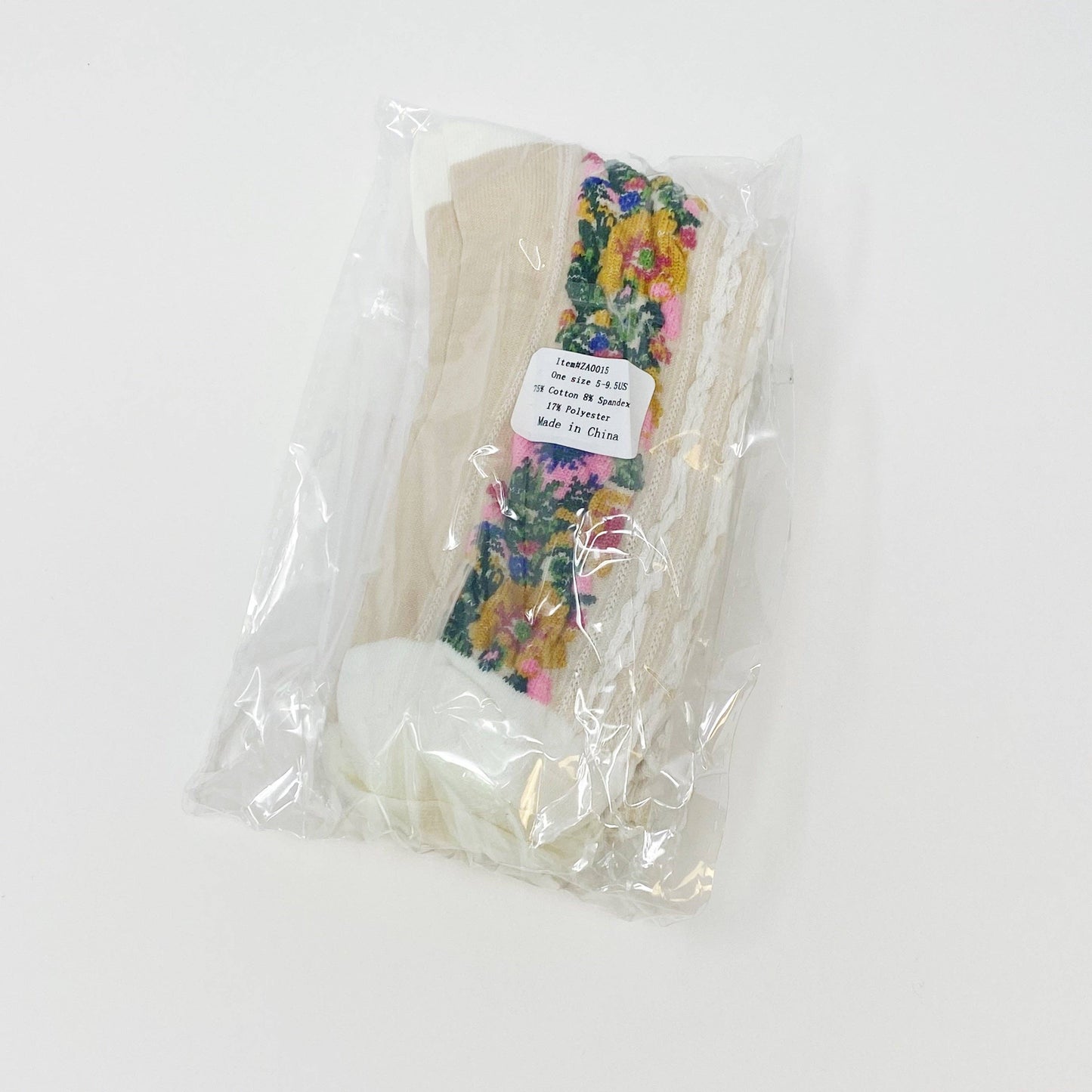 Noble Floral Beauty Socks: White
