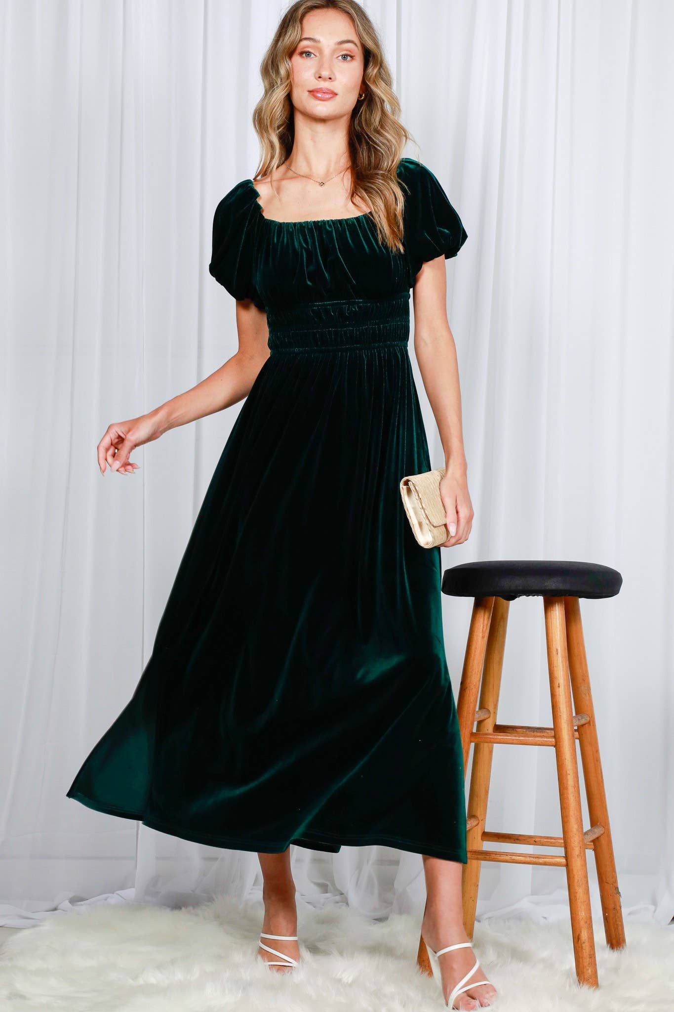 Velvet Dreams Off-the-Shoulder Maxi Dress
