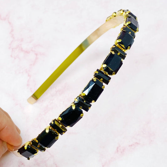 Diamonds In A Row Headband: Black