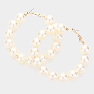 Pearl Ball Hoop Earrings