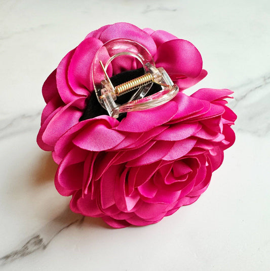 Full Bloom Double Sided Hair Claw: Hot Pink