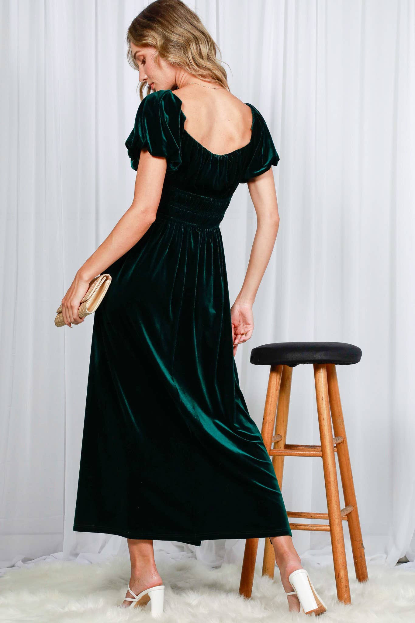 Velvet Dreams Off-the-Shoulder Maxi Dress