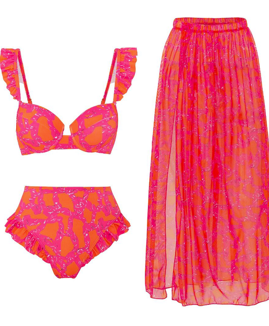 Pink and Orange Swimsuit Set