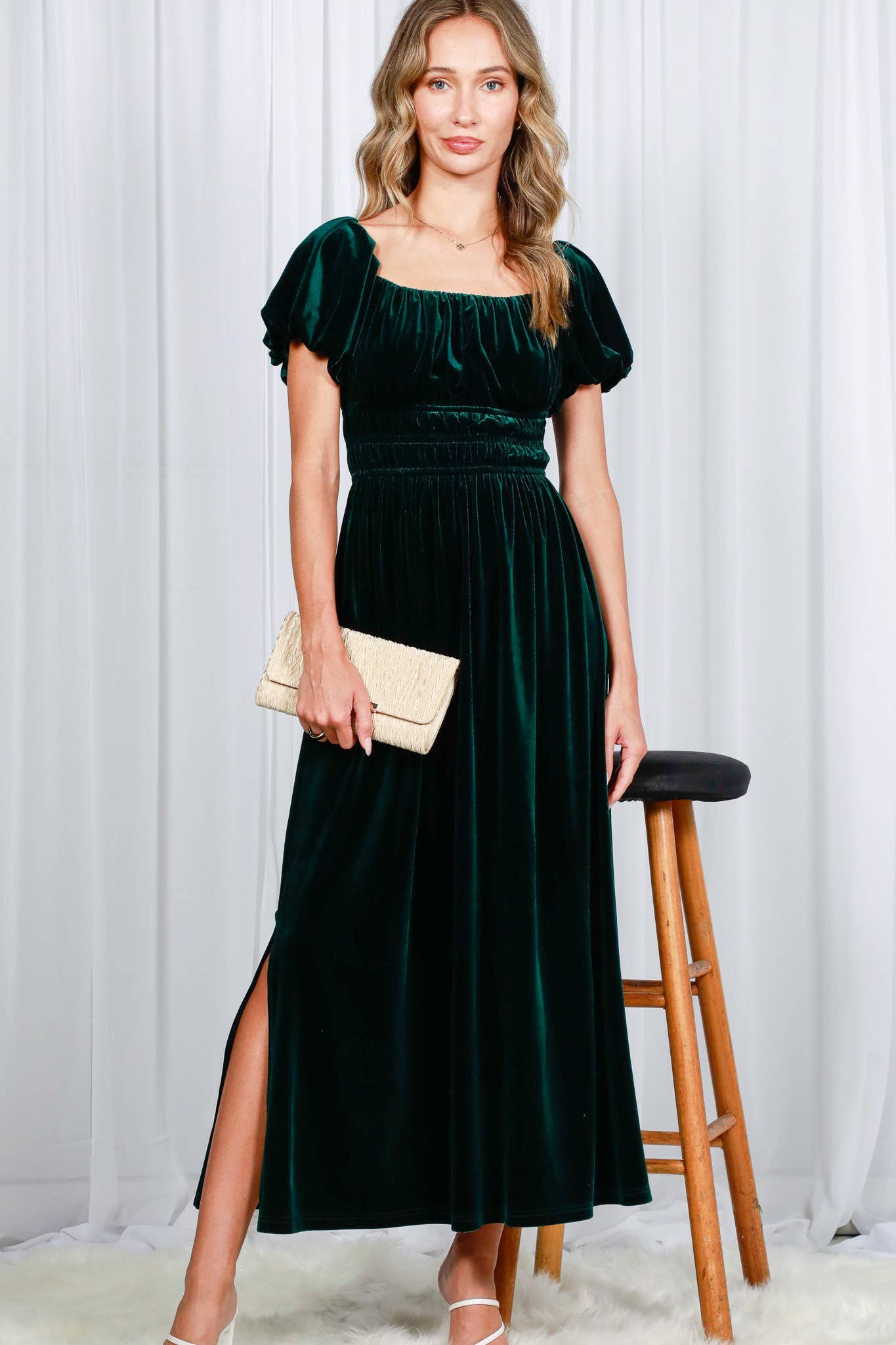Velvet Dreams Off-the-Shoulder Maxi Dress
