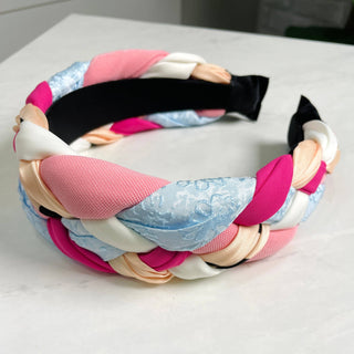 Unique Braided Fabric Headband- Pink