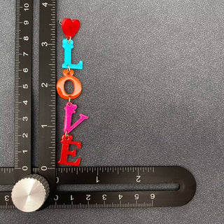 MultiColored Acrylic Love Dangle Earrings