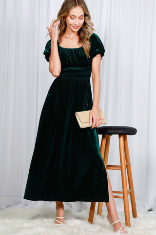 Velvet Dreams Off-the-Shoulder Maxi Dress