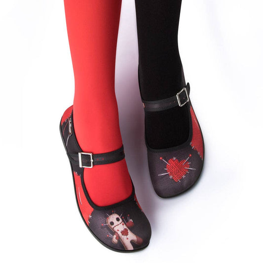 Mismatched Tights Socks: Red & Black / One Size