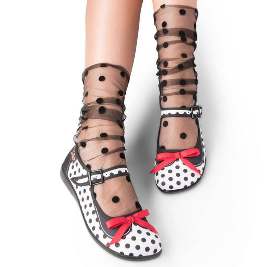 Mesh Polka Dot Socks: Black / One Size