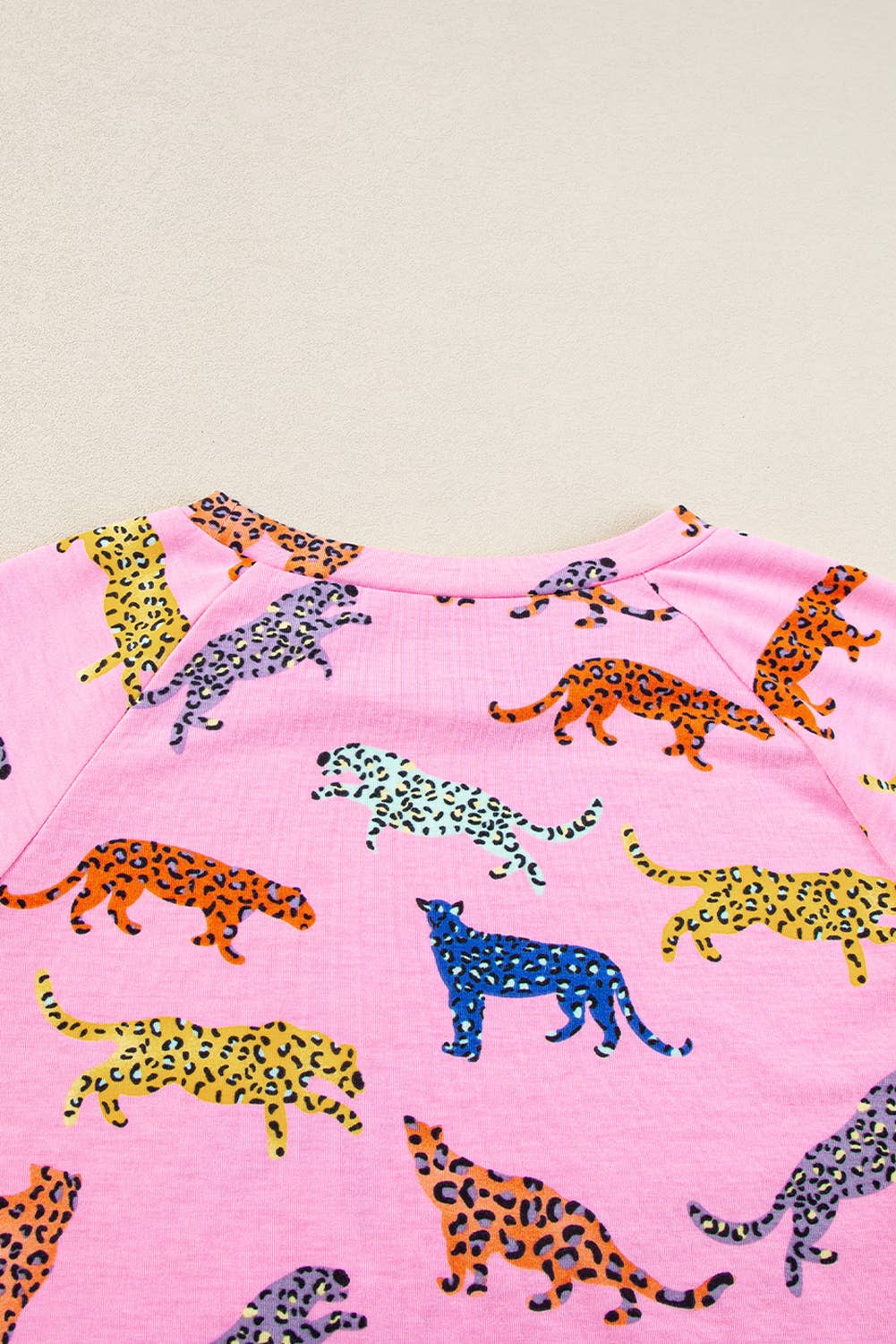 Pink Animal Print  Pajamas 2pcs Shirt & Shorts Set |