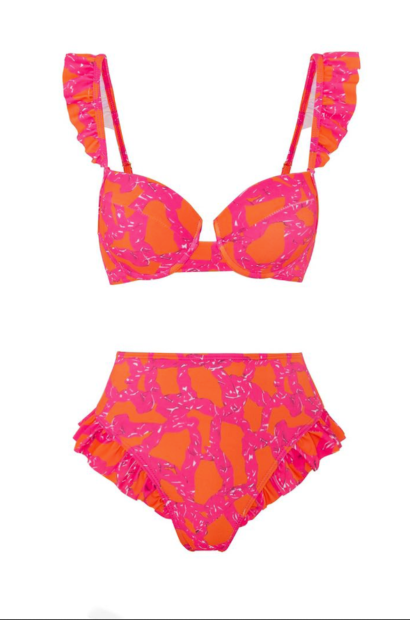 Pink and Orange Swimsuit Set