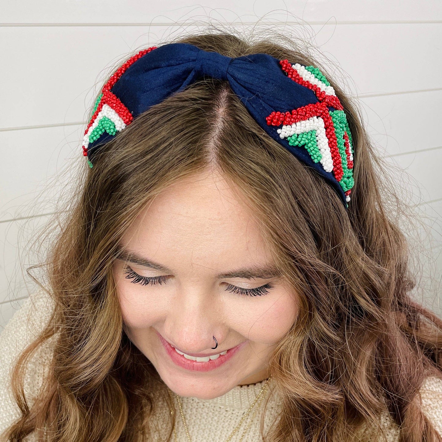 Natalie Navy Hand Beaded Seed Bead Luxury Headband