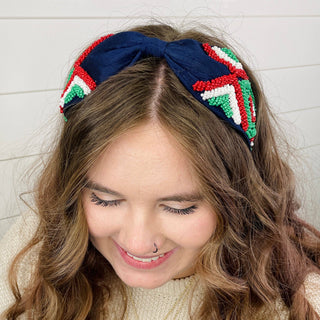 Natalie Navy Hand Beaded Seed Bead Luxury Headband