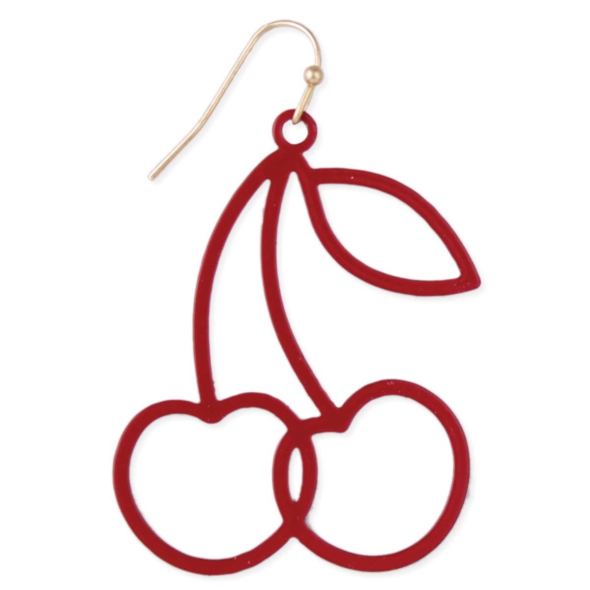 Double Red Cherries Outline Earrings