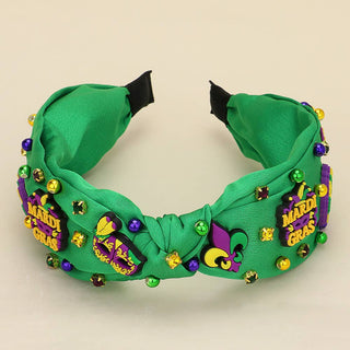 Polymer Clay Mardi Gras Charm Stone Cluster Knot Headband