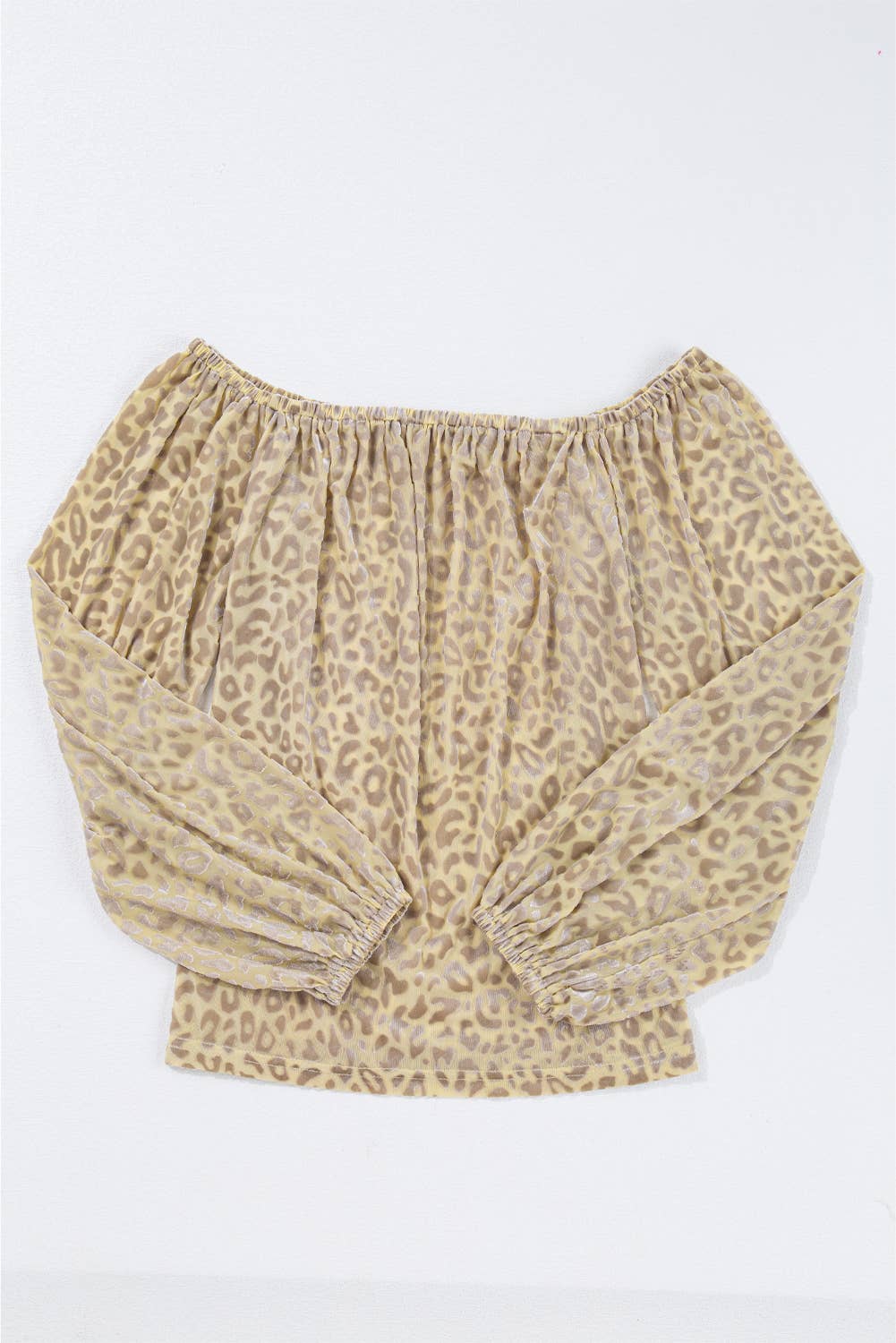 Velvet Wild Leopard Off Shoulder Long Sleeve Top