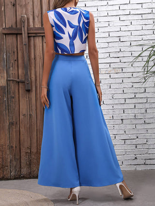 Printed Top Wide-Leg Pants Two-Piece Set