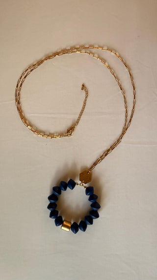 Goldtone Circle Bead Necklace and Earrings Set