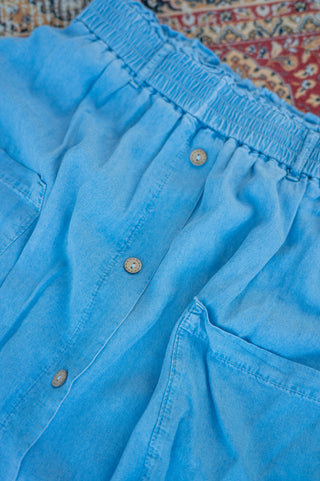Buttoned Front High Waist Denim Maxi Skirt