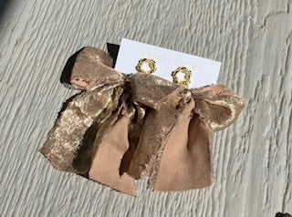 Hand Tied Ribbon Bow Earrings 