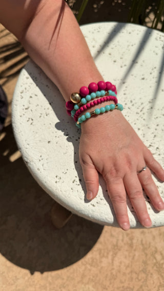 Pink & Turquoise Bracelet Set
