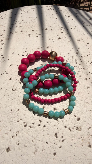 Pink & Turquoise Bracelet Set
