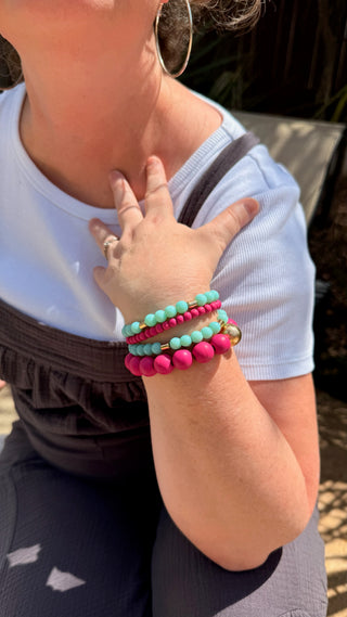 Pink & Turquoise Bracelet Set