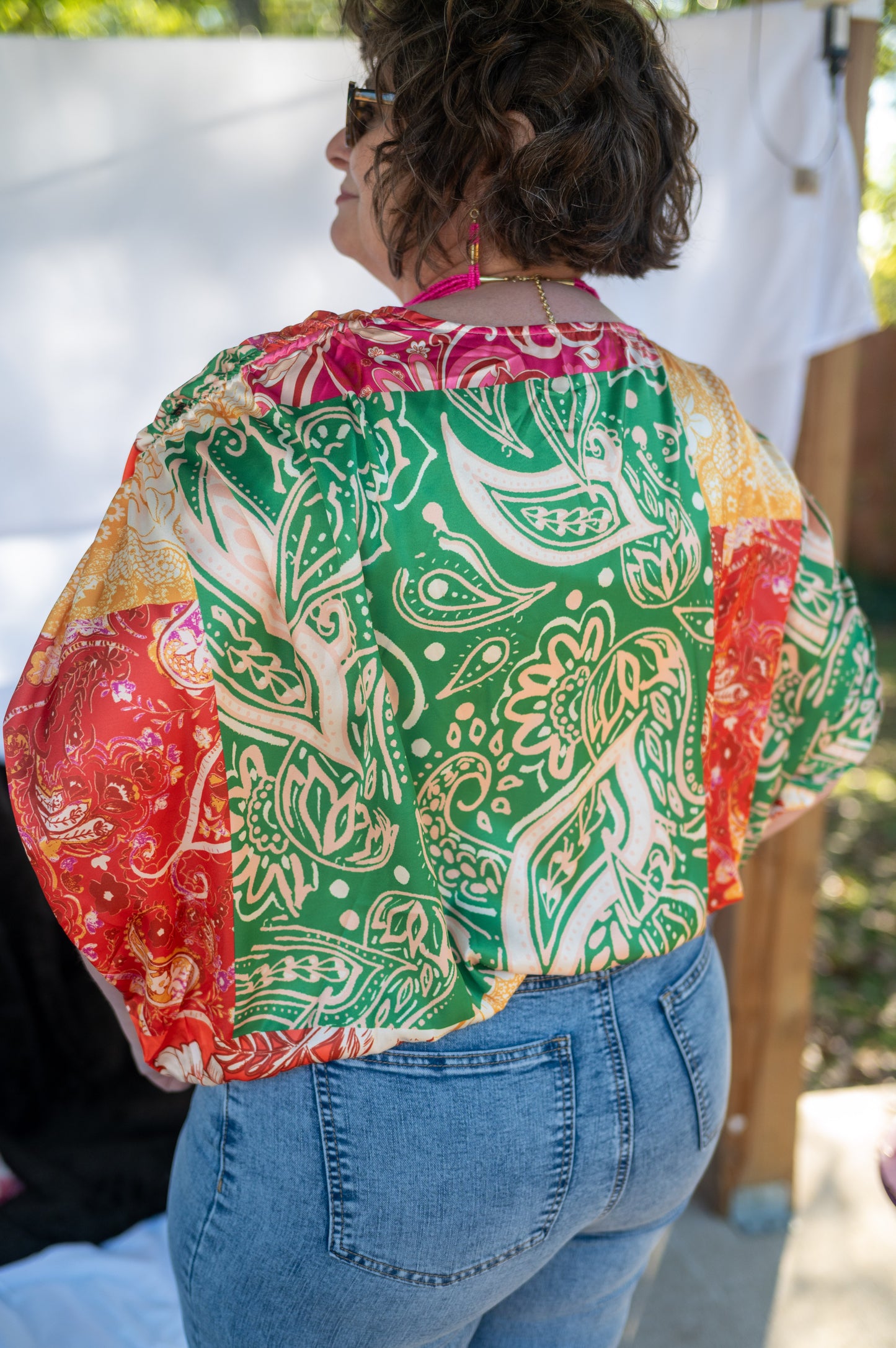 Printed Woven Top RUST GREEN