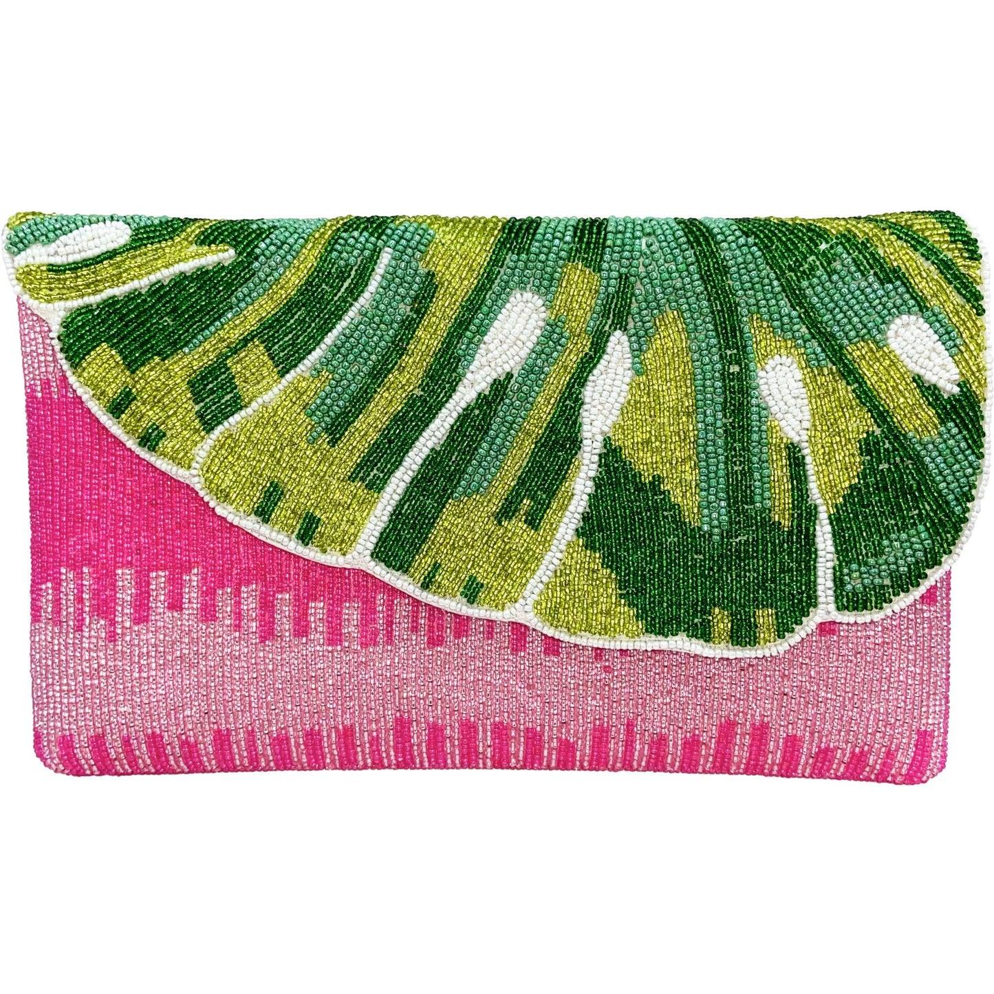 MONSTERA LEAF Beaded Clutch LAC-SS-731